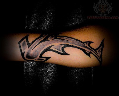 Tribal Outline Hammerhead Shark Tattoo